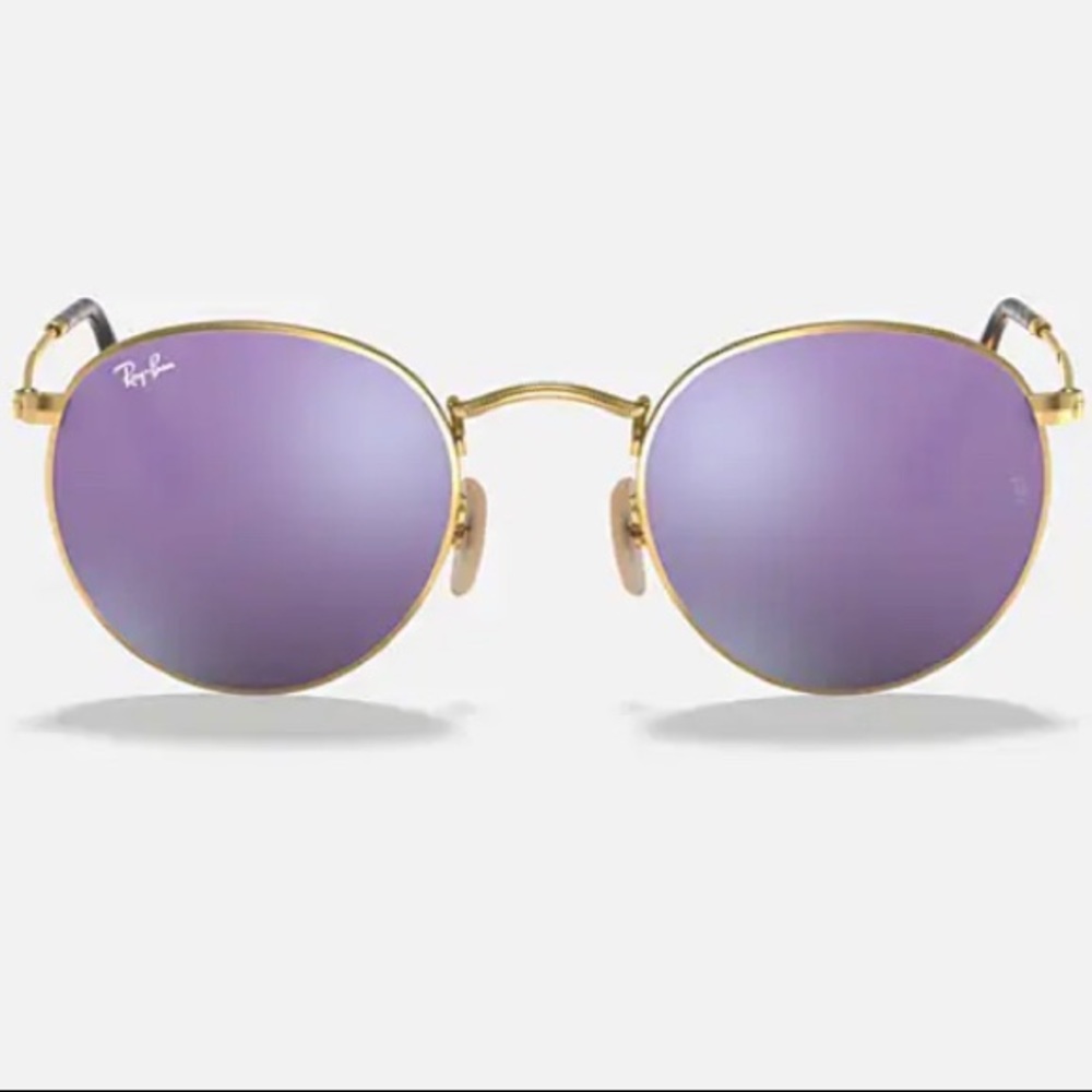 Ray-Ban Round Flat Lilac Mirror Sunglasses
